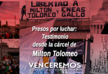 Carta desde la cárcel de Milton Tolomeo
